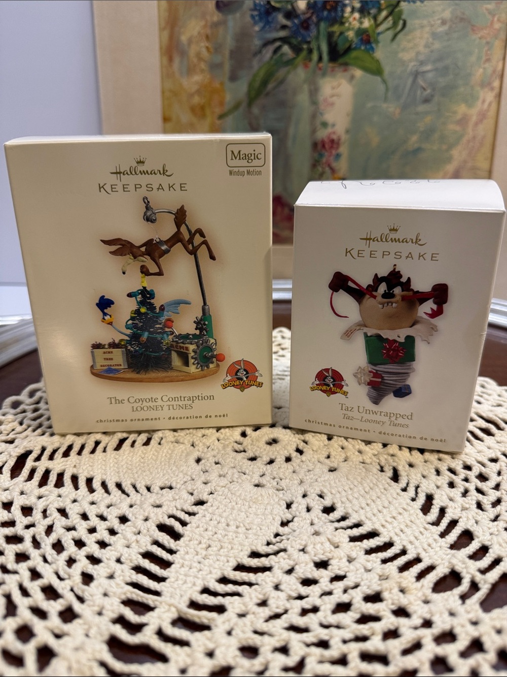Looney Tunes Hallmark Keepsake Ornament Bundle - Coyote & Taz Lot of 2